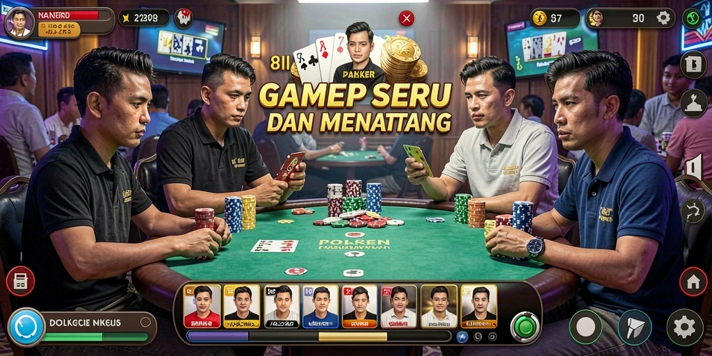 Gameplay Poker menegangkan dalam 8II yang seru dan interaktif.