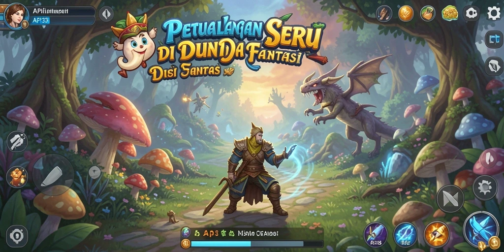 Screenshot utama menampilkan aksi seru dalam petualangan API33.
