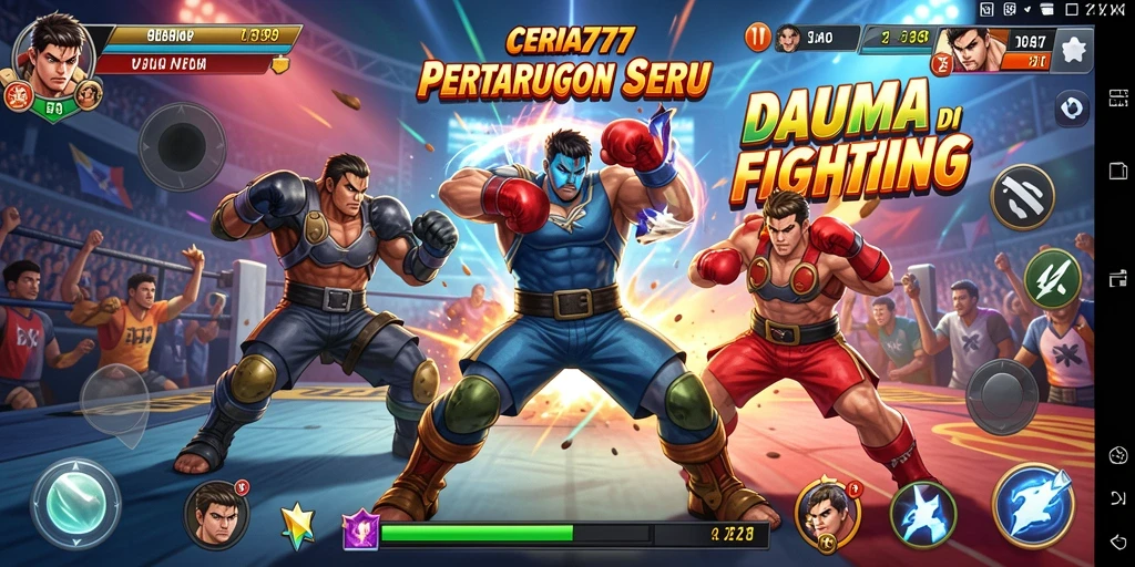 Screenshot CERIA777 menunjukkan aksi pertarungan yang menegangkan dan karakter dinamis.