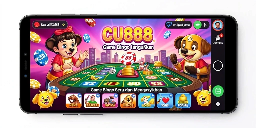 Tampilan gameplay Bingo yang menarik dan penuh warna dalam CU888.