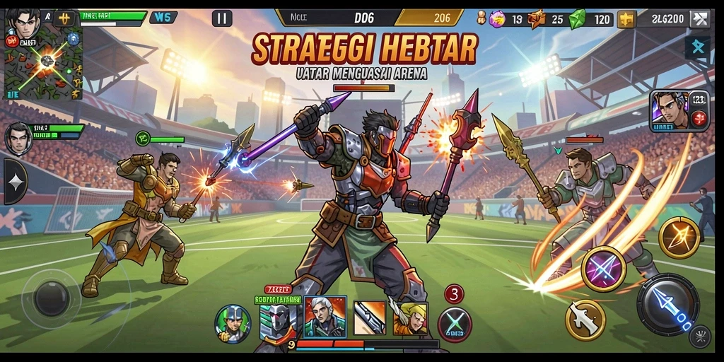 Tangkapan layar D06 yang menunjukkan aksi taktis dan strategi di arena.