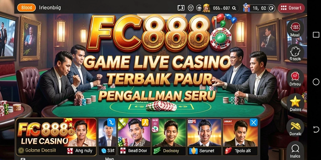 Screenshot gameplay Live Casino di FC888 menunjukkan pengalaman yang mendebarkan.