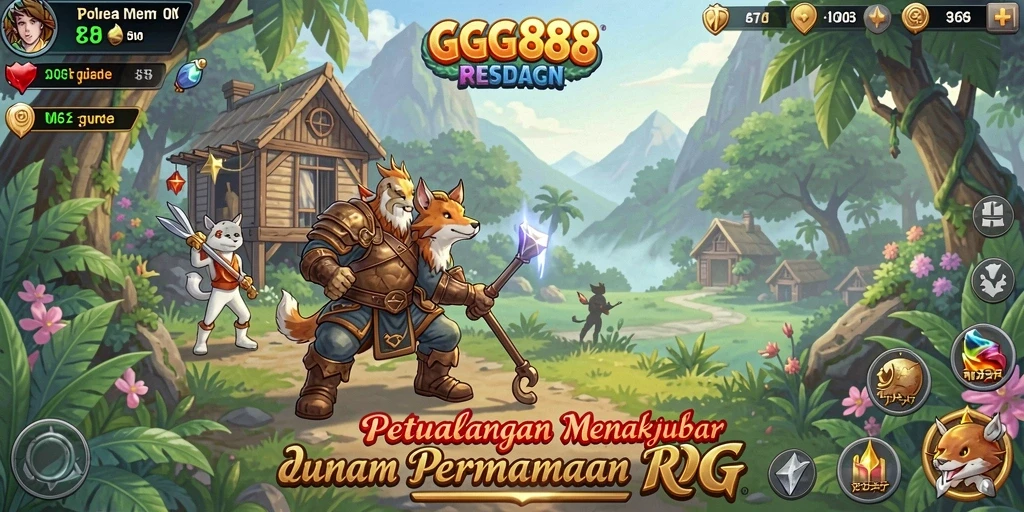 Tampilan gameplay epik GGG888 dalam dunia RPG menawan.