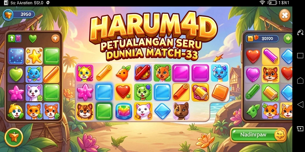 Tampilan layar permainan HARUM4D yang penuh warna dan menantang.