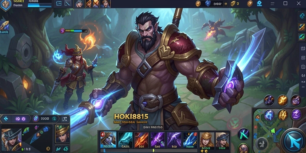 Screenshot HOKI8815 menampilkan aksi seru dalam pertarungan MOBA.
