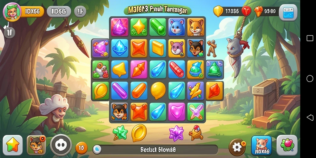 Screenshot gameplay IDX66 menunjukkan keseruan mencocokkan permata.