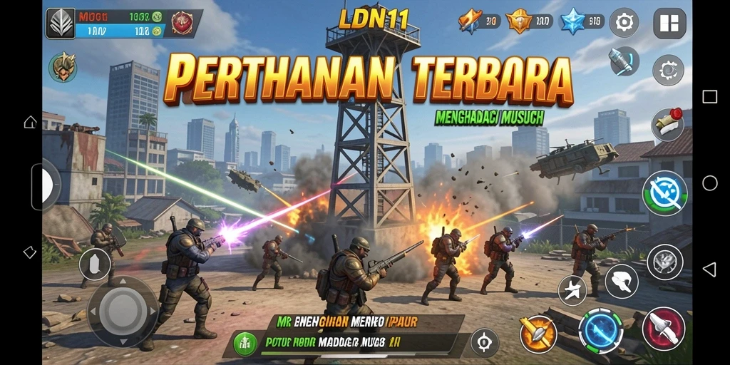 Screenshot gameplay Tower Defense LDN11 yang menegangkan dan strategis.