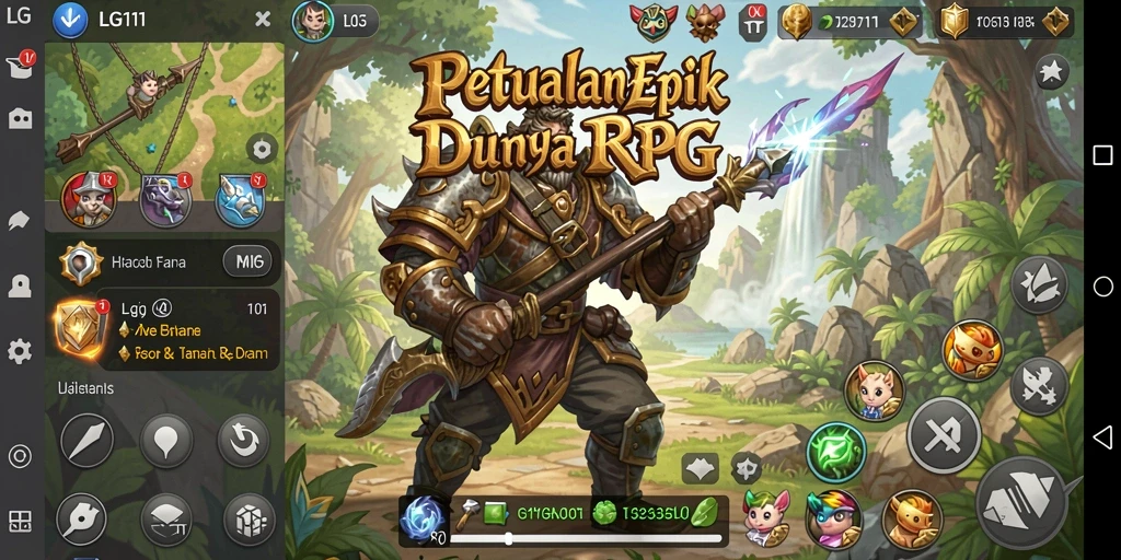 Tangkapan layar utama LG111 menampilkan aksi pertarungan yang mendebarkan dalam RPG.