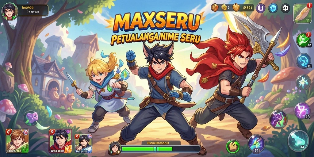 Tampilan gameplay MAXSERU yang menarik dengan karakter anime.