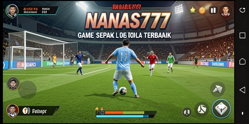 Tampilan gameplay dinamis di NANAS777 menunjukkan aksi sepak bola yang mendebarkan.