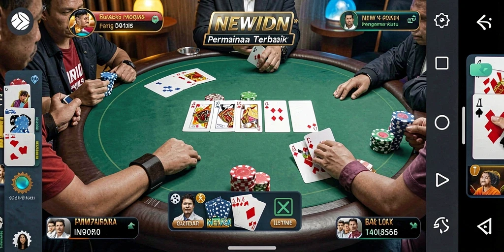 Screenshot gameplay NEWIDN menampilkan aksi poker yang mendebarkan.