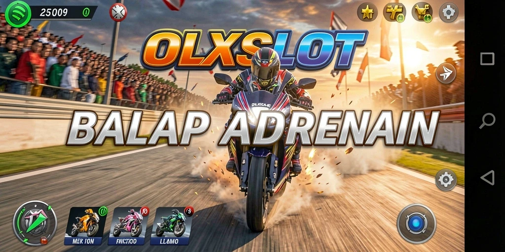 Tampilan gameplay balap motor yang mendebarkan di OLXSLOT.