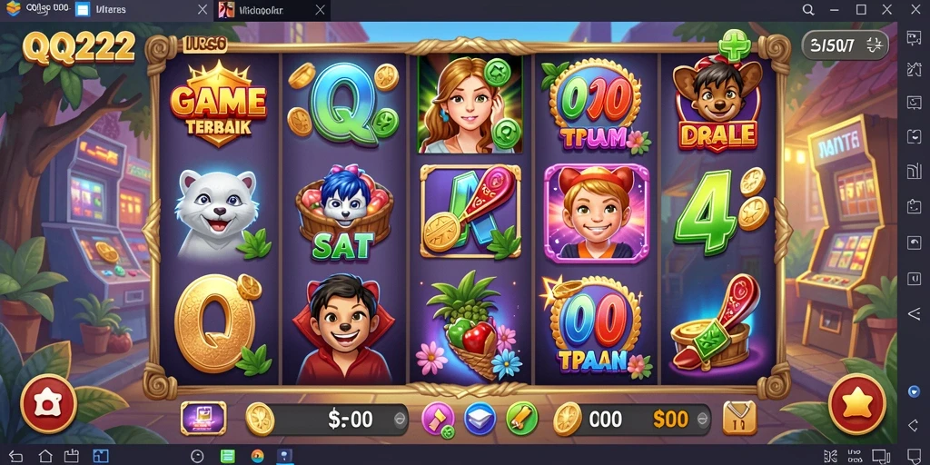 Screenshot utama menunjukkan serunya gameplay Slot QQ222.