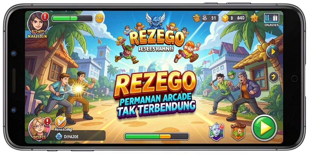 Tampilan gameplay seru dari REZEGO dengan aksi arcade yang intens.