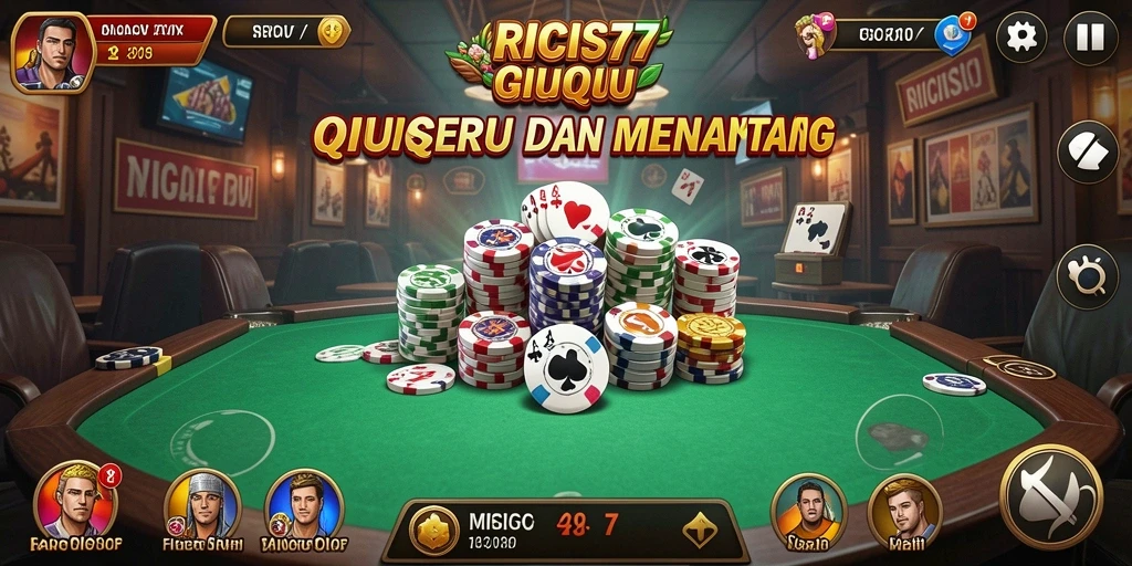 Tampilan gameplay seru dalam RICIS77 yang menampilkan QiuQiu.