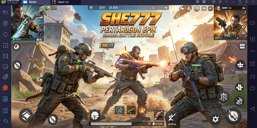 Tampilan gameplay intens dalam pertarungan Battle Royale.