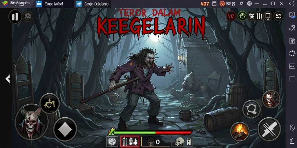 Tampilan gameplay V07 dengan suasana Horror yang menakutkan.