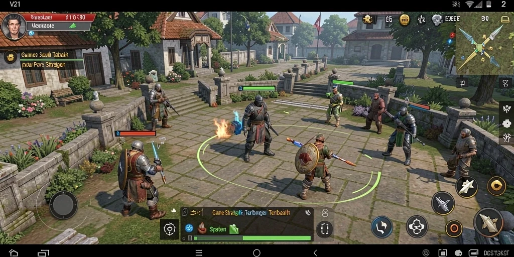 Screenshot V21 menampilkan aksi gameplay strategi yang mendetail.