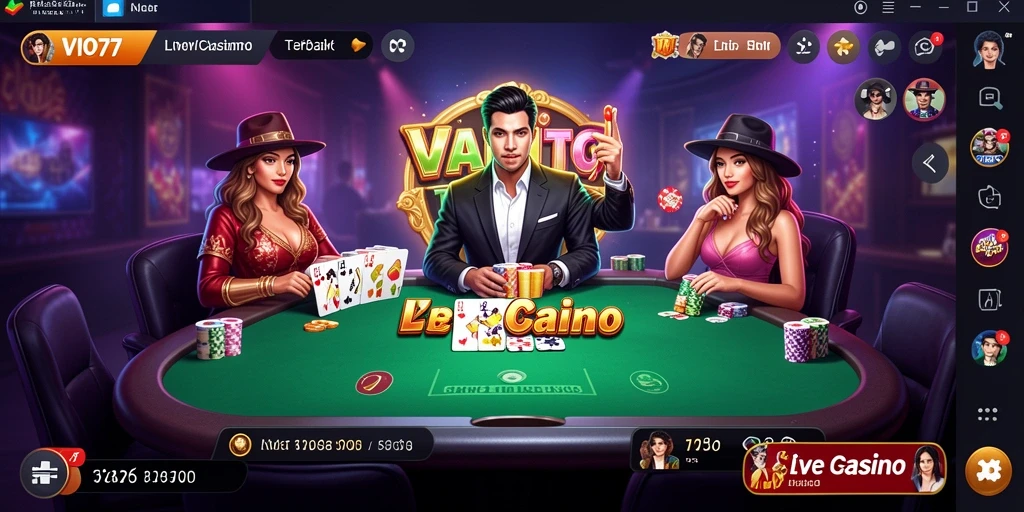 Screenshot VIO77 menampilkan dealer langsung yang berinteraksi dengan pemain dalam permainan.